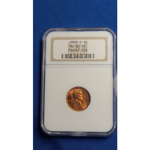 NGC 1948-S MS 66 RD Lincoln Wheat Cent