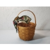Image 1 : Longaberger Small Fruit Basket w/ Plastic Liner and Fabric Bow