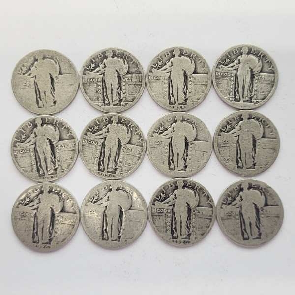 $3.00 Face Value of Assorted Years U.S. Standing Liberty 90% Silver Quarters