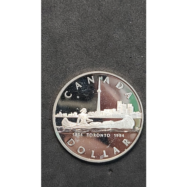 1984 Canadian 150th Anniversary (Sesquicentennial) Of Toronto 50% Silver Dollar - ASW: 0.375oz