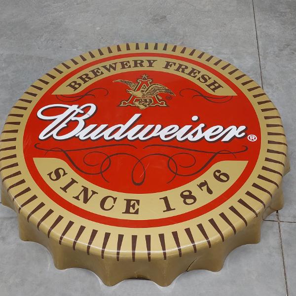 MASSIVE  Budweiser 55 Inch Bottle Cap Sign - See Description & Pictures