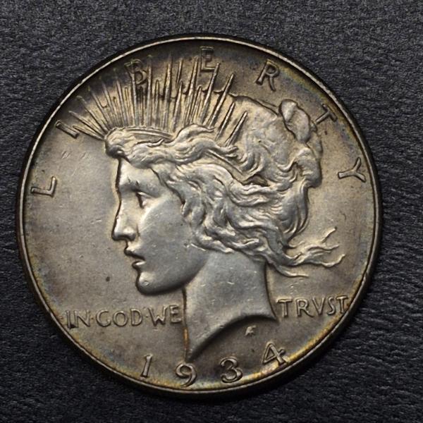 1934 D Silver Peace Dollar - AU -Unc Condition