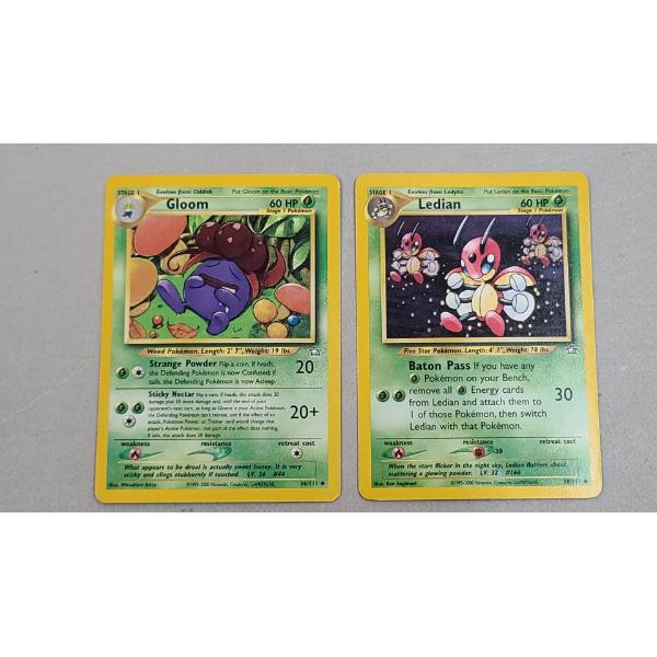 (2) Vintage Pokémon Trading Cards From The Neo Genesis Set - Ledian, Gloom 