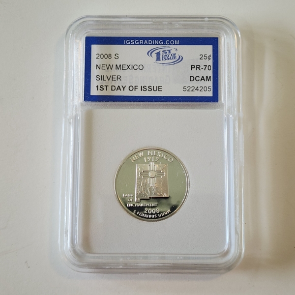 2008-S New Mexico State SILVER Quarter - IGS PR 70 DCAM FDOI