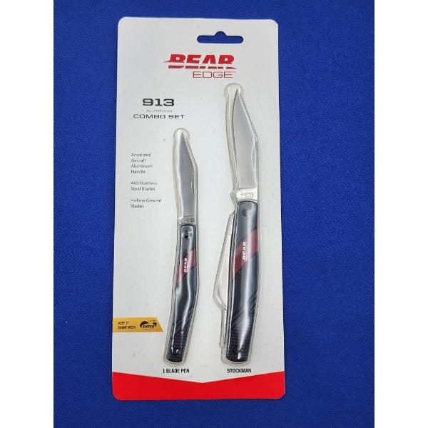 Bear Edge 913 Aluminum Handle Stainless Blade Knife Combo Set - Brand New!