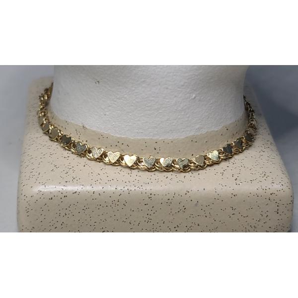 Elegant 14K Yellow Gold 7" Heart Link Bracelet - Weight: 3.6g