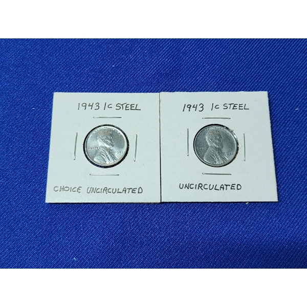x2 Choice Uncirculated 1943 Lincoln Steel Cents