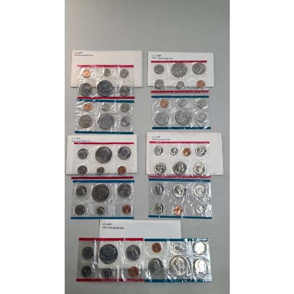 Assorted U.S Mint Uncirculated Coin Sets - Years: 1976, 1977, 1978, 1980