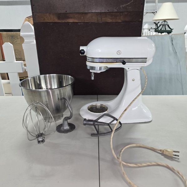 Vintage Kitchenaid Model K45 with Bowl and Attachments - Missing Front Cover