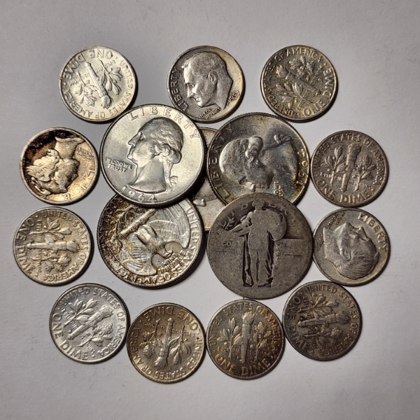 $2.35 Face Value in Assorted 90% Silver United States Quarters & Dimes