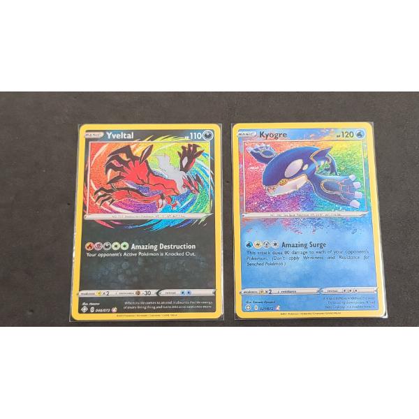 2021 Yveltal 046/072 Shining Fates Holo Rare & Kyogre 021/072 Holo Rare Pokémon Cards