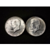 Image 1 : Two Brilliant 1964 Kennedy 90% Silver Half Dollars - $1.00 Face Value