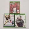 Image 1 : Collection of Xbox One games including NBA 2K14, NHL 15, and The Witcher 3: Wild Hunt