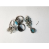 Image 5 : Sterling Silver Rings and Pin: Turquoise and Pearl Flower - Total Weight: 28.4g
