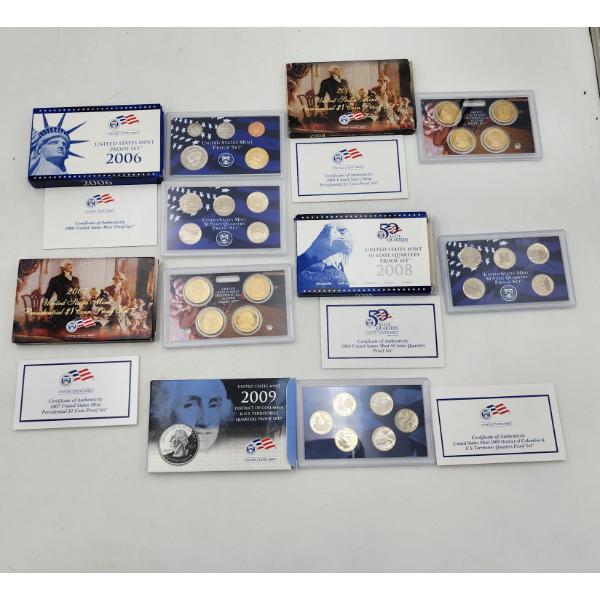 (5) U.S. Mint Proof Sets: 2006, 2007, 2008, 2009 - See Photos & Description! 