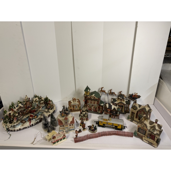 Tub of Christmas Decorations - Houses - Santas - Reindeer - Christmas Trees - Etc.