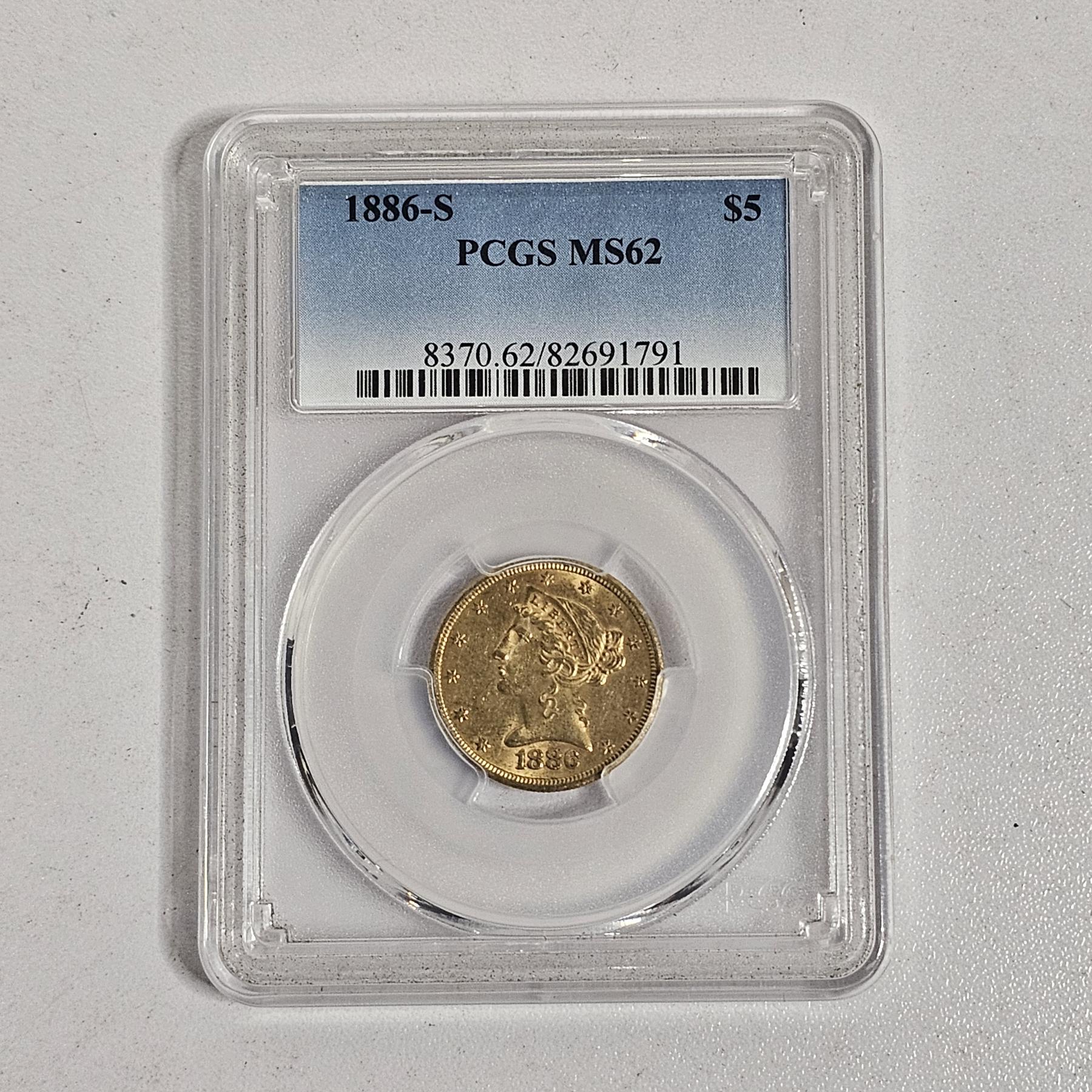 INCREDIBLE COIN!!! 1886-S Liberty Head $5 90% Gold Half Eagle ...