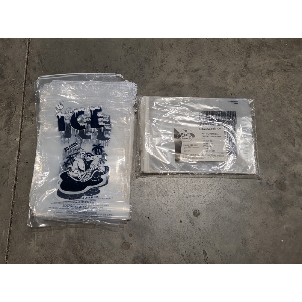 Brand New- 100 Ice Bags And Poly Bag Combo Pack