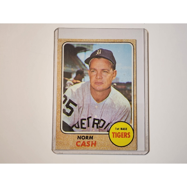 1968 Topps NORM CASH Detroit Tigers Baseball Card #256 - Great Condition in Card Holder 