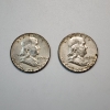 Image 1 : Two 1954 United States 90% Silver Franklin Half Dollars - FV: $1.00