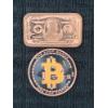 Image 1 : Two 1 Oz Copper Ounces - One Bitcoin Coin & One Thousand Dollar Bar 