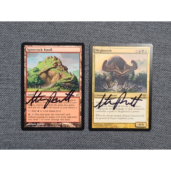 Two MTG Magic The Gathering Steve Prescott Signed Trading Cards