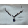 Image 7 : Sterling Silver 18" Necklace and Adjustable Bracelet with Sapphire Gemstones TW: 16.2g