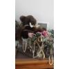 Image 3 : Stuffed Animal Approx 22" Real Animal Fur - Bear With Floral Arrangement As Shown In Photos 