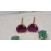 Image 4 : 14K Gold Emerald Earrings & 14K Gold Ruby Stud Earrings - Total Weight: 1.1g