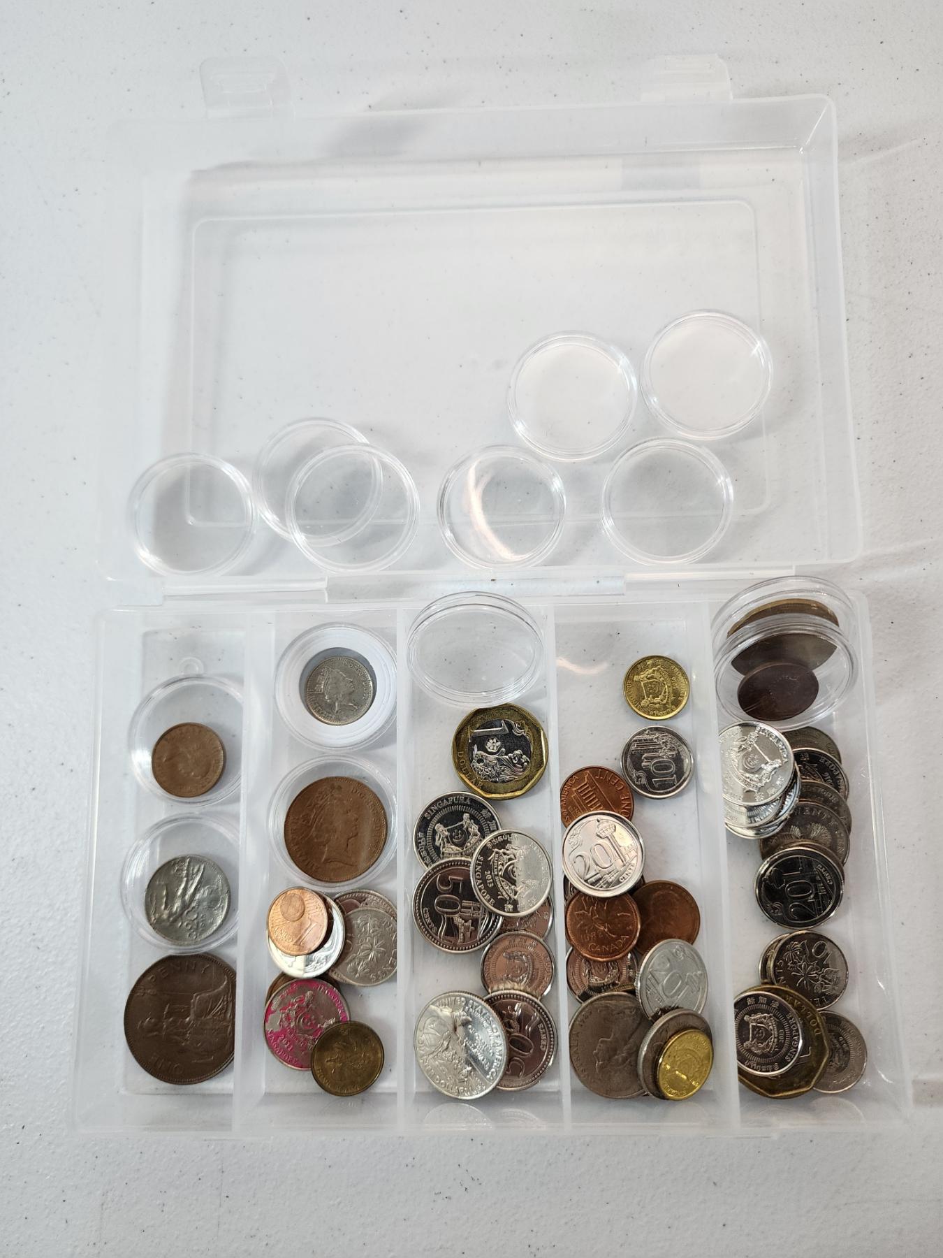 Nice Large Assortment of World Coins With Some Capsules and Plastic ...