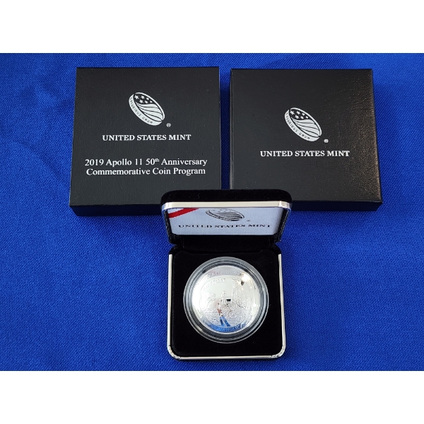 2019 Apollo 11 50th Anniversary Commemorative .999 Fine Silver Dollar Proof w/ Original Box