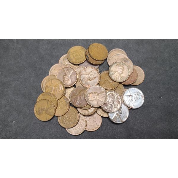 Assorted Years/Mint Marks United States Lincoln Wheat And Steel Cents - Face Value: $0.41