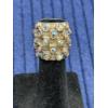Image 2 : Antique Silver-tone wide statement ring with iridescent colored rhinestones - Very Small