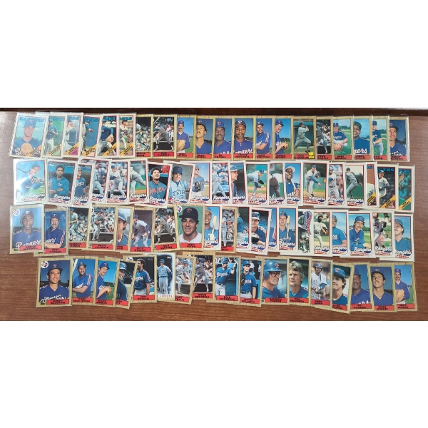 Lot of Over 70 Assorted NM Late 1980's Topps Texas Rangers Baseball Trading Cards