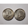 Image 1 : Two United States Kennedy 90% Silver Half Dollars ~ FACE VALUE $1.00