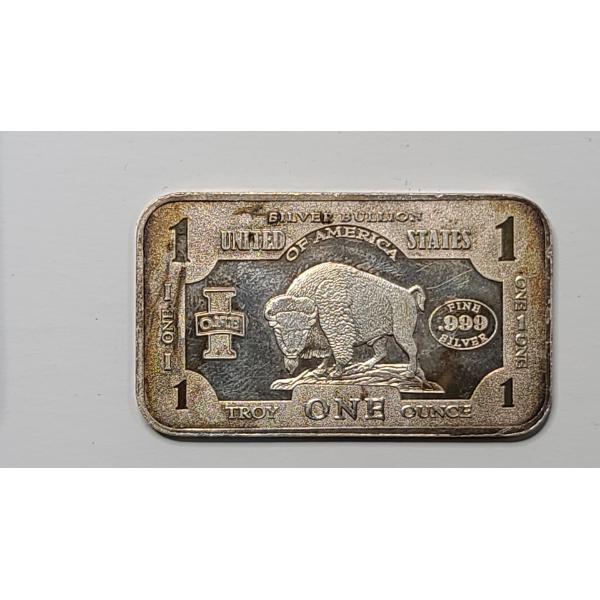 American Buffalo Bison One Troy Ounce .999 Silver Bar
