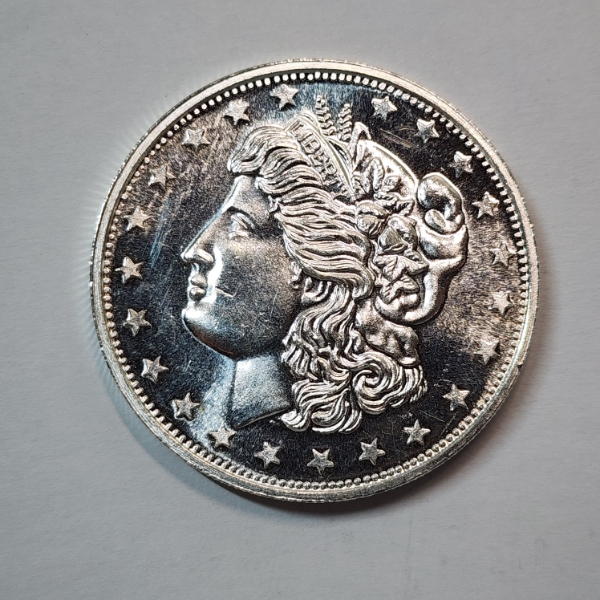 Morgan Dollar Design One Troy Ounce .999 Fine Silver Round 