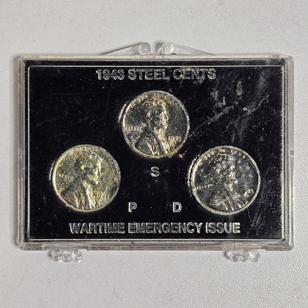 Wartime Emergency Issue 1943-P/S/D Mint Mark Steel Cents Coin Collection Set
