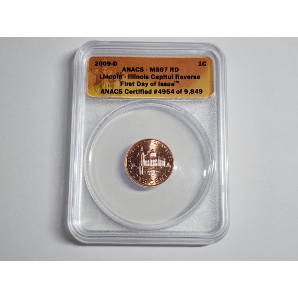 2009-D Lincoln Illinois Capitol Reverse Cent Graded ANACS MS 67 RED