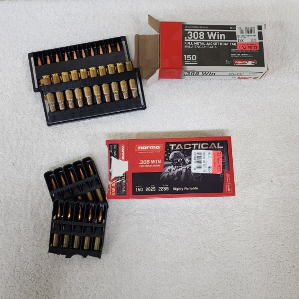 Two Boxes of .308 Win Full Metal Jacket Ammo - One Full Box, One Partially Full