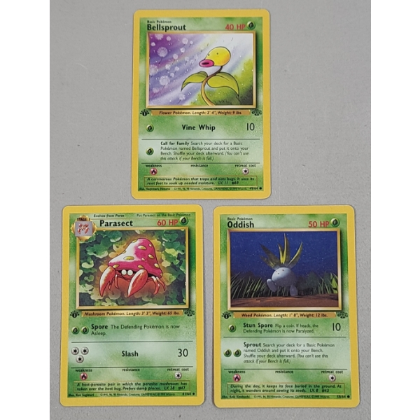 (3) Vintage 1st Edition Pokémon Trading Cards From The 1999 Jungle Set FT Oddish