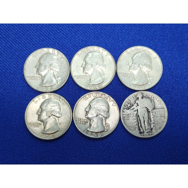 Assorted Years 90% U.S. Silver Quarters - Face Value $1.50