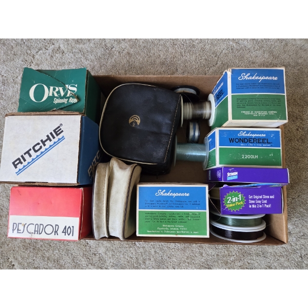 PICKUP IN CANTON - Vintage Fishing Reel Boxes, Cases, And Fishing Line 