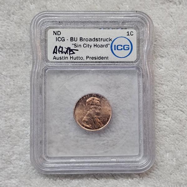 ICG BU 1997 Lincoln Memorial Cent Broadstruck Error Sin City Hoard