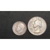 Image 1 : 1964 90% Silver Washington Quarter & 1953 90% Silver Roosevelt Dime - Face Value: $0.35