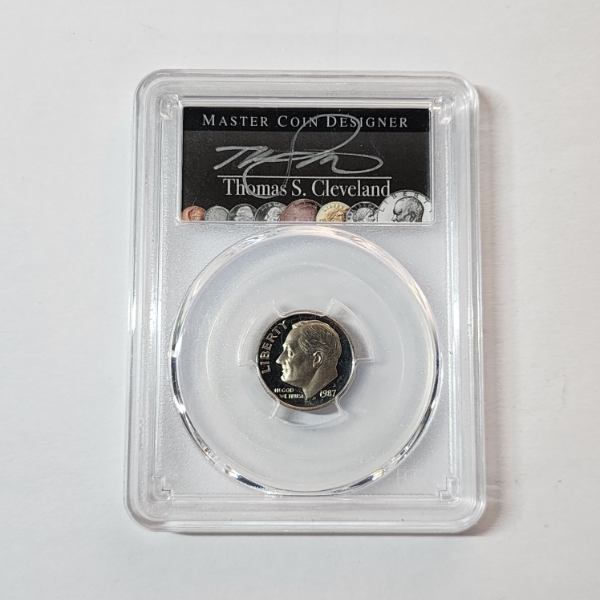 PCGS PR69 DCAM United States 1987-S Roosevelt Dime - Signed by Thomas S. Cleveland