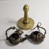Image 1 : Antique European Brass Betty Lamps with Center Stand