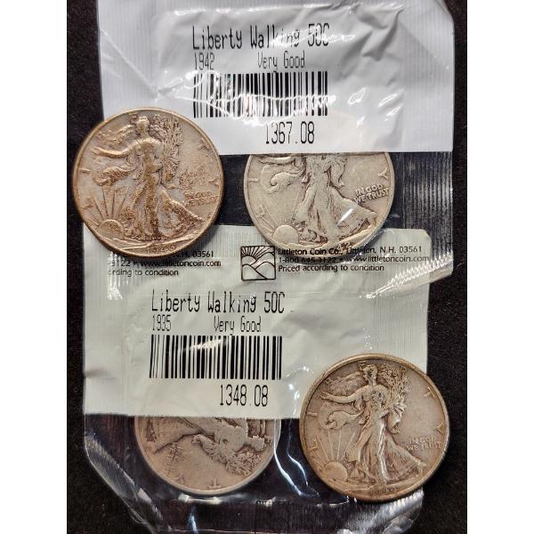 $2 Face Value in 90% Silver Walking Liberty Half Dollars