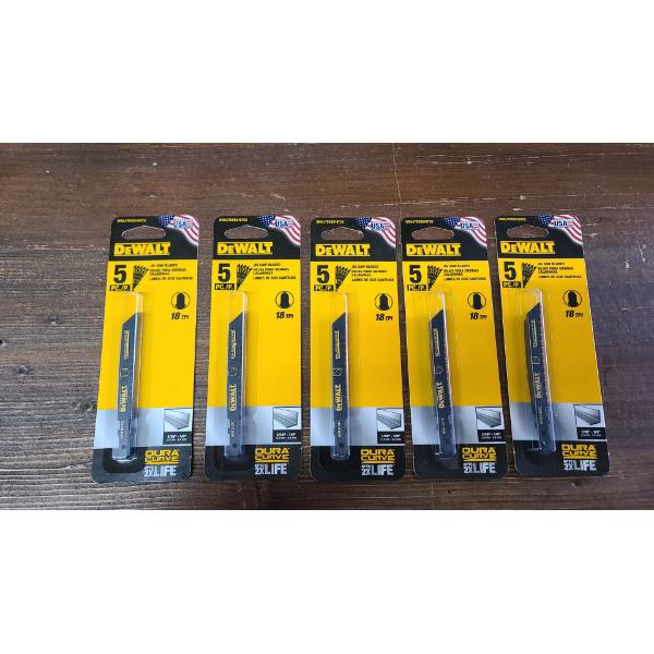 (5) Brand New In Packaging- DeWalt 5 Pc. 1/16"-1/4" Jig Saw Blades