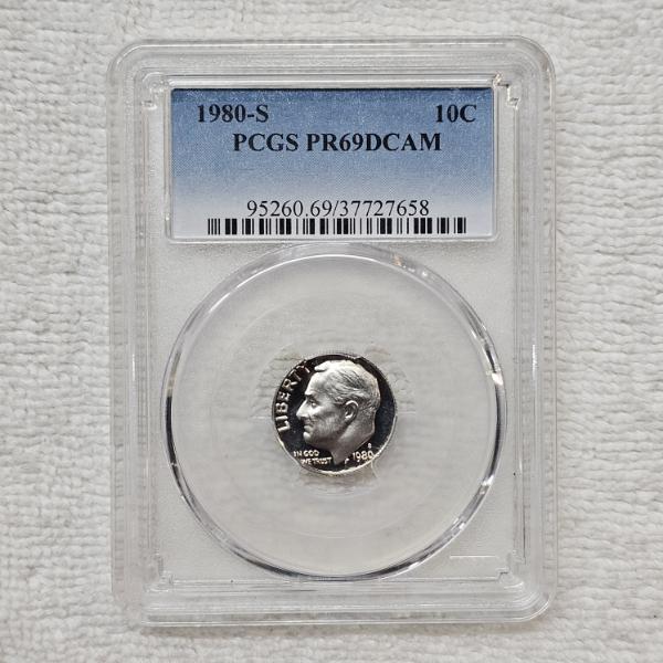 1980-S Roosevelt Dime graded by PCGS as Proof-69 Deep Cameo